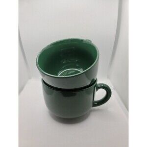 Oversized Green Ceramic Mugs, set of 2.